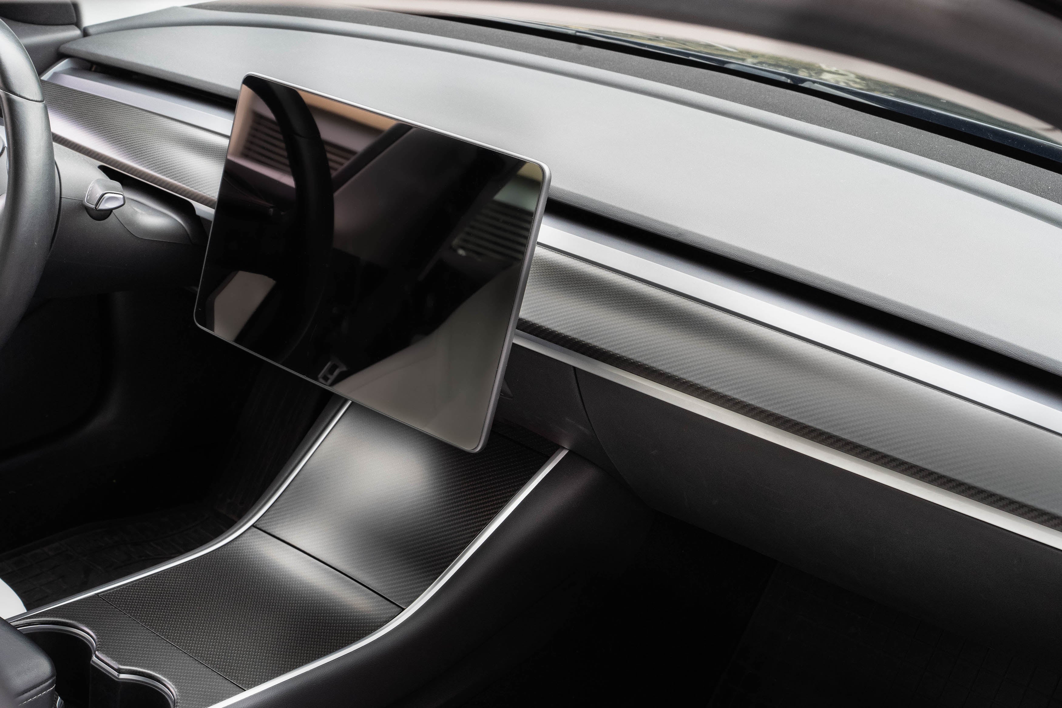  6 pièces en fibre de carbone couleur siège ajuster bouton de  commutation revêtement d'habillage noir ABS accessoires intérieurs de  voiture, compatible for Tesla modèle 3 modèle Y (Color : 6pcs carbon